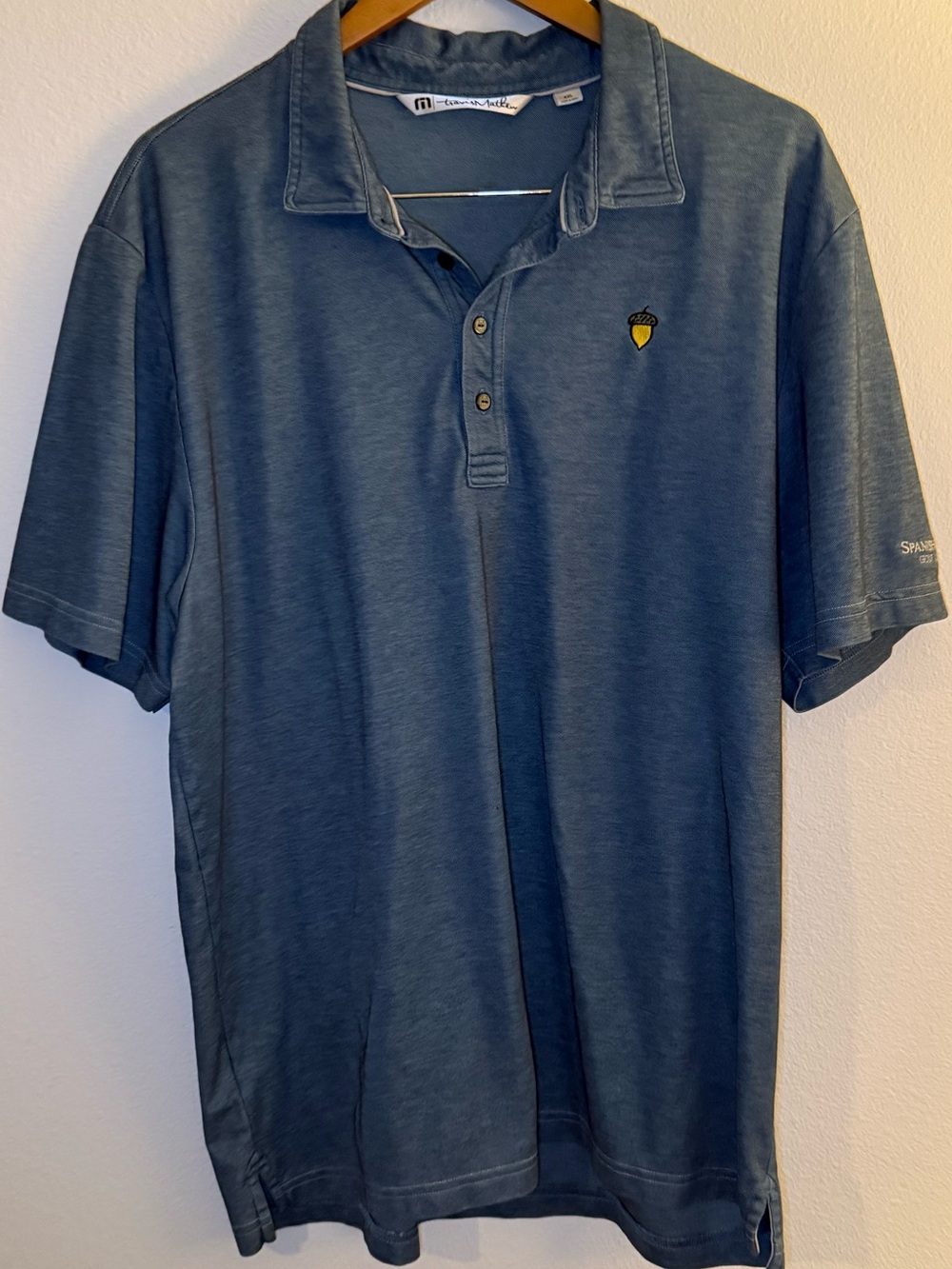Travis Mathew Vintage Wash Blue Short-Sleeve Polo